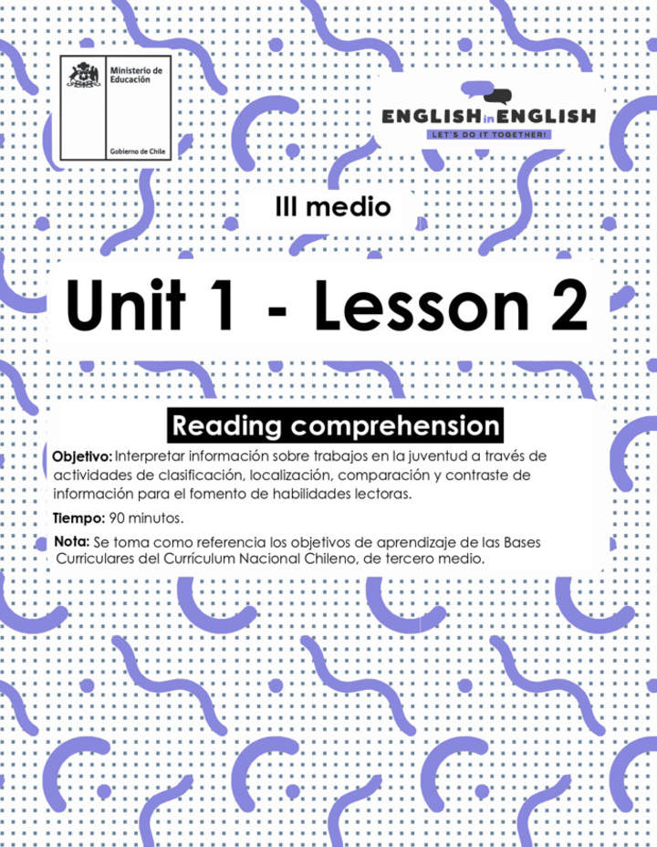 Lesson 2 Inglés 3º medio