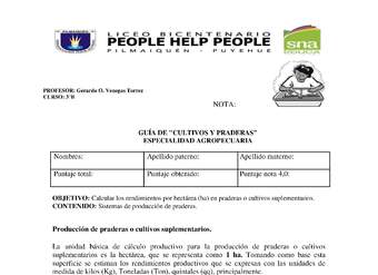 TERCERO CULTIVOS Y PRADERAS AGROPECUARIA PILMAIQUÉN