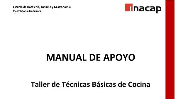 MANUAL DE APOYO TALLER DE TÉCNICAS BÁSICAS DE COCINA