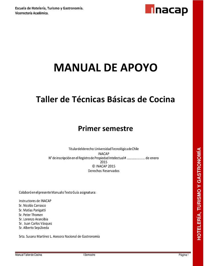 MANUAL DE APOYO TALLER DE TÉCNICAS BÁSICAS DE COCINA