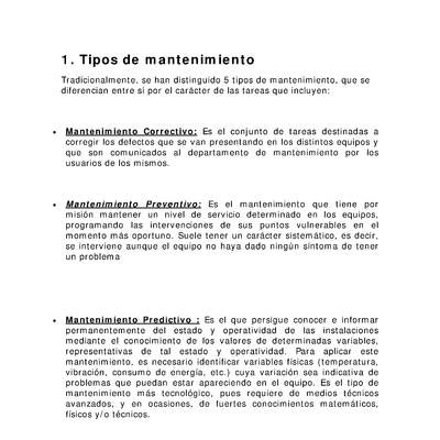 Mantenimiento de herramientas - Tipos de mantenimiento