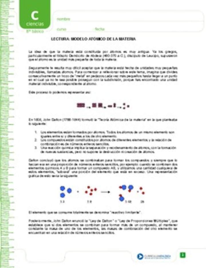 Modelo atómico de la materia