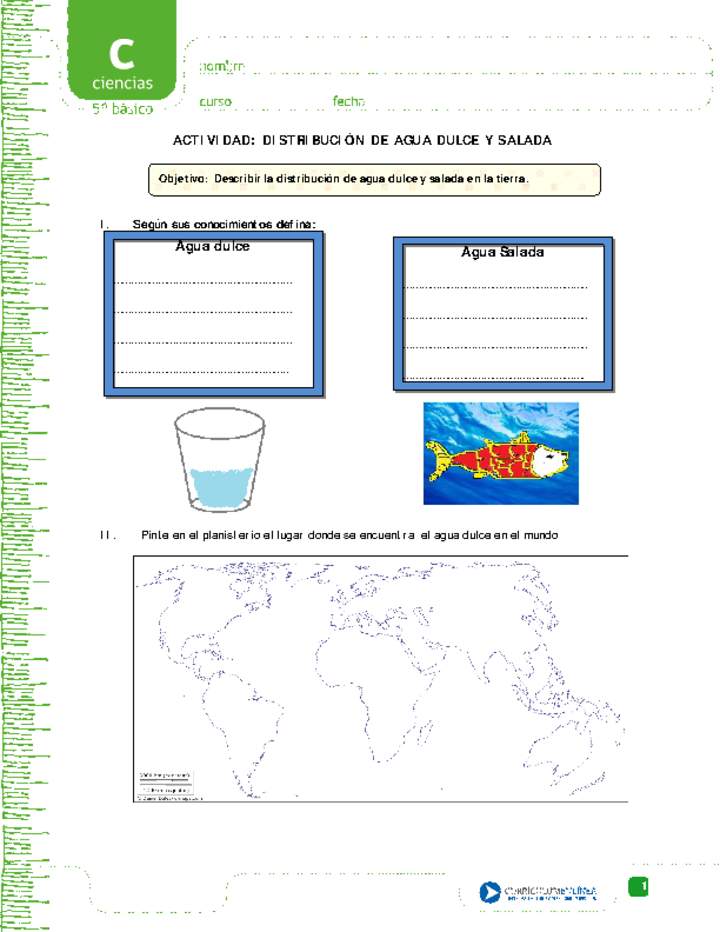 Distribución de agua dulce y salada Curriculum Nacional. MINEDUC. Chile. Distribución de agua dulce y salada Curriculum Nacional. MINEDUC. Chile.