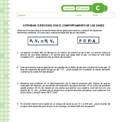 Ejercicios con el comportamiento de los gases