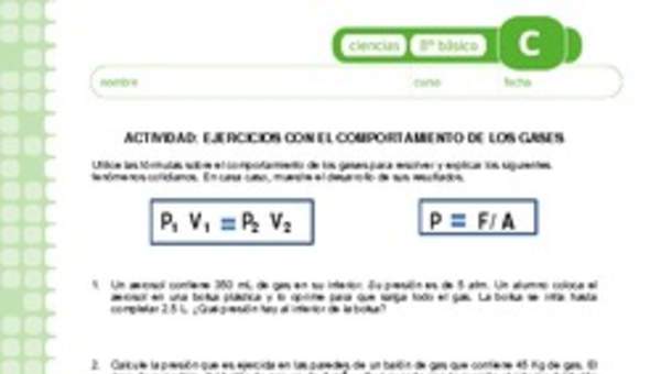 Ejercicios con el comportamiento de los gases