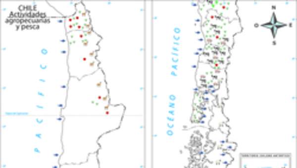 Mapa actividad agropecuaria y pesca a color