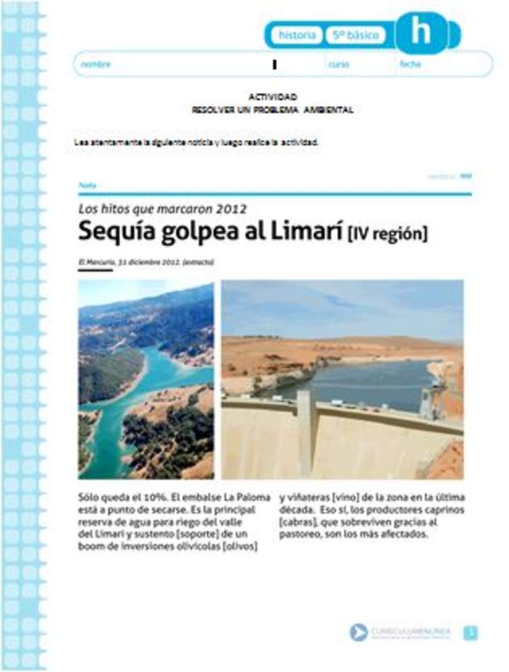 Actividad sobre embalse de Limarí