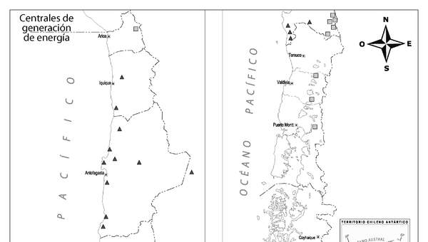 Mapa generación energía en Chile