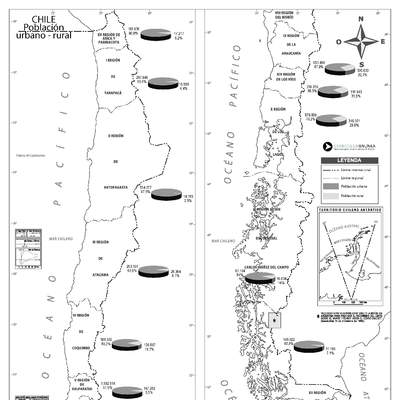 Mapa población urbano rural de Chile