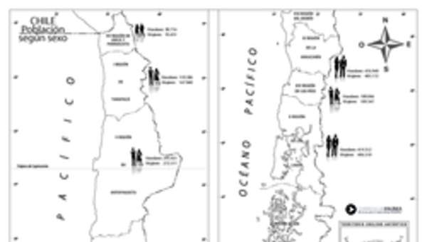 Mapa población de Chile según sexo