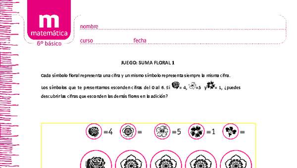 Juego: suma floral 1