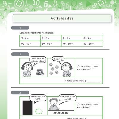 Resolución de problemas que involucra sustracción de números naturales de tres dígitos 2 Resolución de problemas que involucra sustracción de números naturales de tres dígitos 2