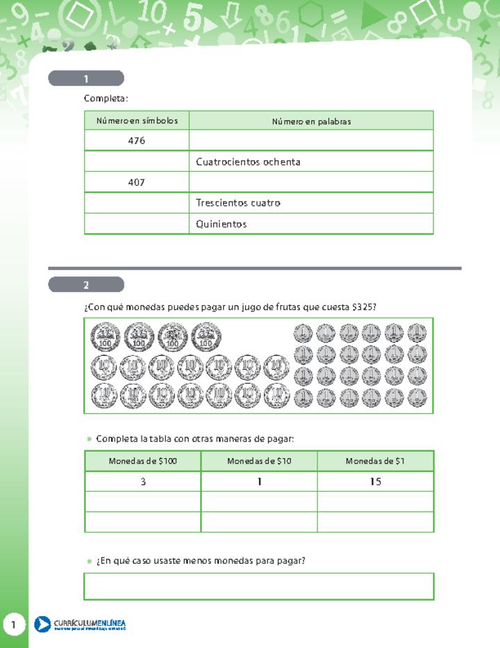 Resolución de problemas que involucra contar o usar dinero 2
