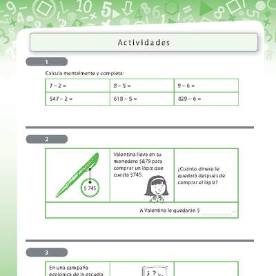 Resolución de problemas que involucra sustracción de números naturales de tres dígitos 1 Resolución de problemas que involucra sustracción de números naturales de tres dígitos 1