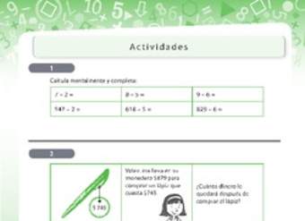 Resolución de problemas que involucra sustracción de números naturales de tres dígitos 1