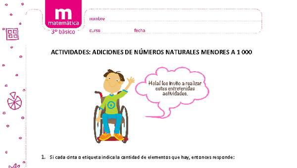 Adiciones de números naturales menores a 1000