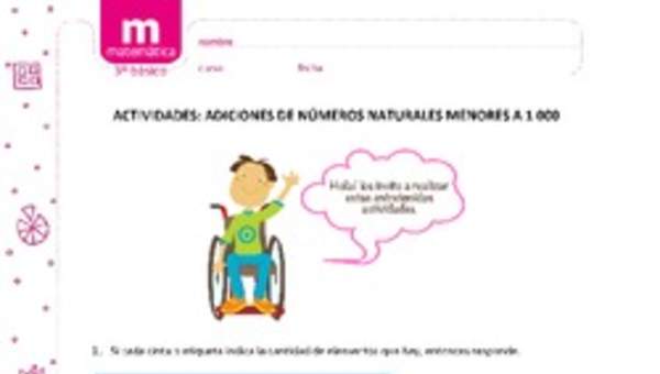 Adiciones de números naturales menores a 1000