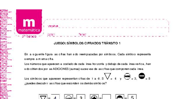 Juego: símbolos cifrados tránsito 1