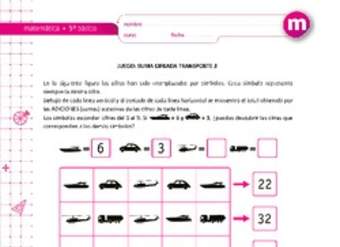 Juego: suma cifrada transporte 3