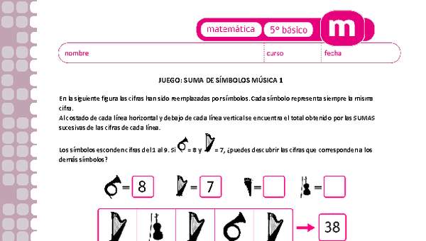 Juego: suma de símbolos música 1