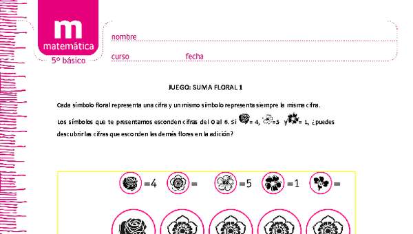 Juego: suma floral 1