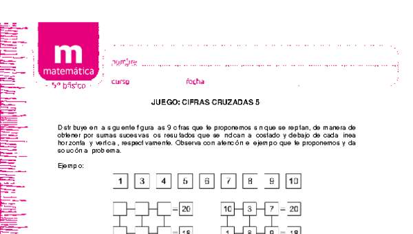 Juego: cifras cruzadas 5