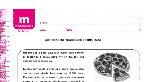 Fracciones de una pizza