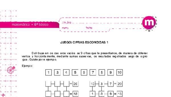 Juego: cifras escondidas 1