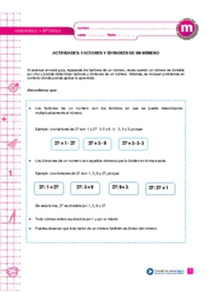 Factores y divisores de un número