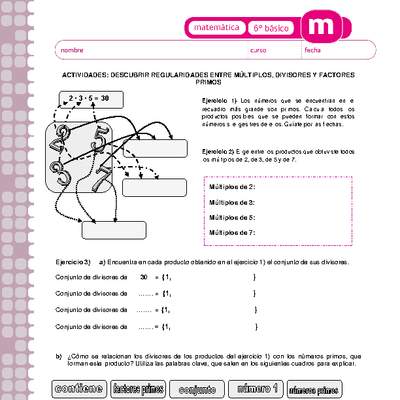 Descubrir regularidades entre multiplos, divisores y factores primos Descubrir regularidades entre multiplos, divisores y factores primos