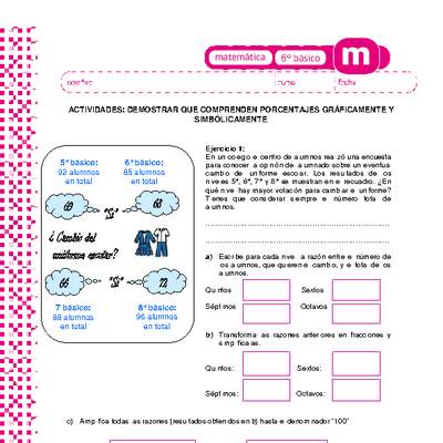 Demostrar que comprenden porcentajes gráficamente y simbólicamente