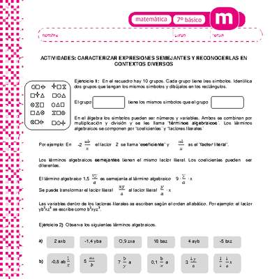 Caracterizar expresiones semejantes y reconocerlas en contextos diversos