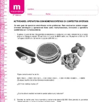 Operatoria con números enteros en contextos diversos