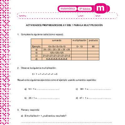 Propiedad del 0 y del 1 en la multiplicación