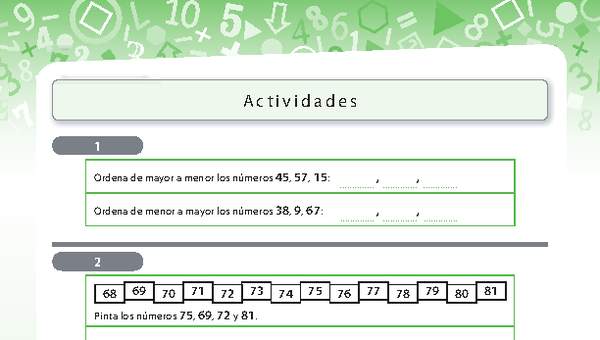 Actividades ordenar cifras