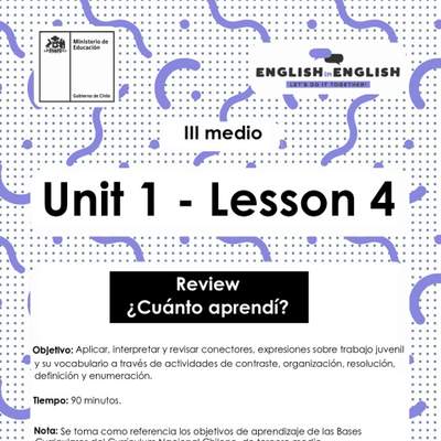 Actividades: 3° Medio Unidad 1 - Lesson 4