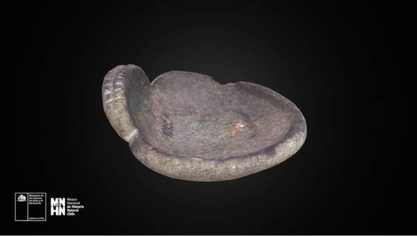 Recipiente de piedra con asa