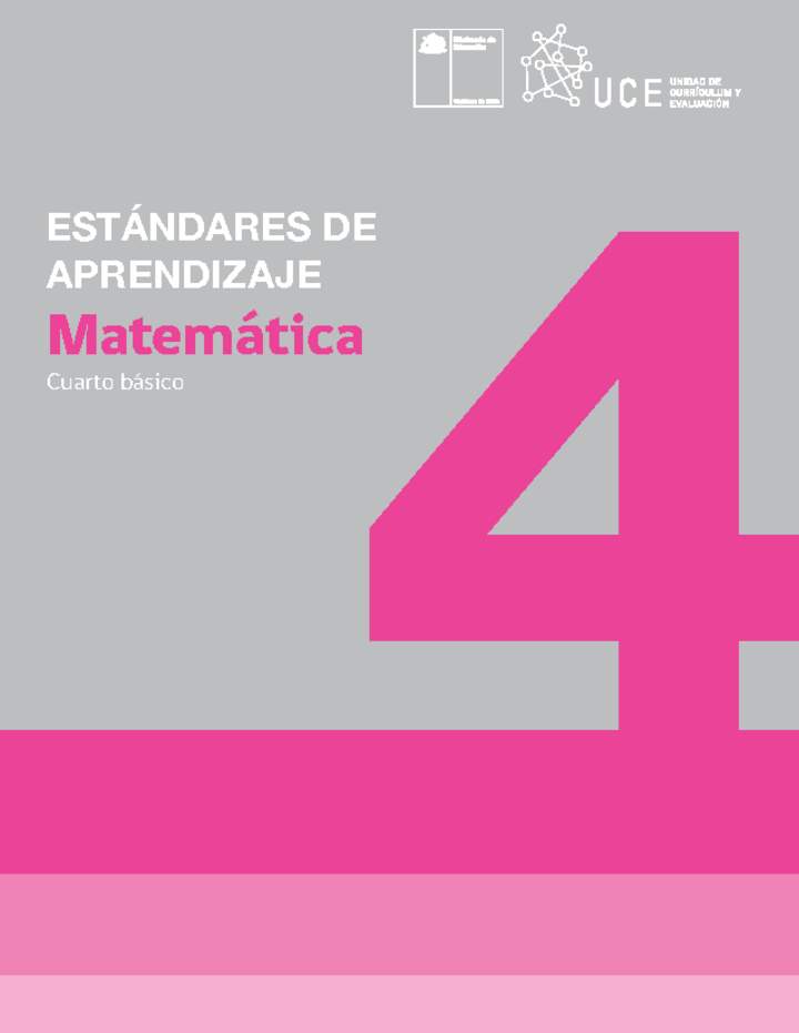 Estándares de Aprendizaje Matemática 4° básico