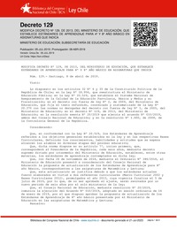 Decreto Supremo N°129, de 2019 (Estándares para 4° básico)