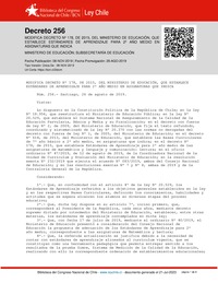 Decreto Supremo N°256, de 2019 (Adecuación Estándares para 2° medio)