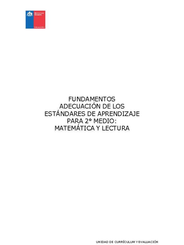 Fundamentos Adecuación de los Estándares de Aprendizaje para 2º medio