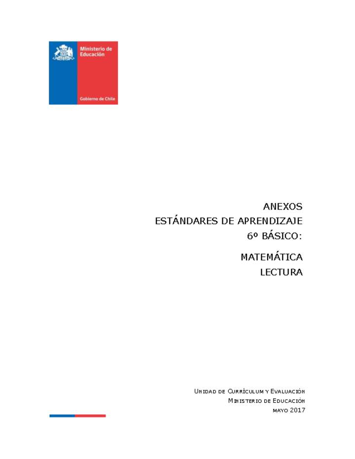 Anexos Estándares de Aprendizaje para 6º básico