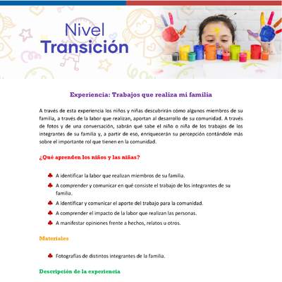 Experiencia Educativa: Trabajos que realiza mi familia