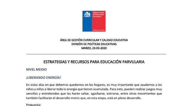 Estrategias y recursos para educación parvularia