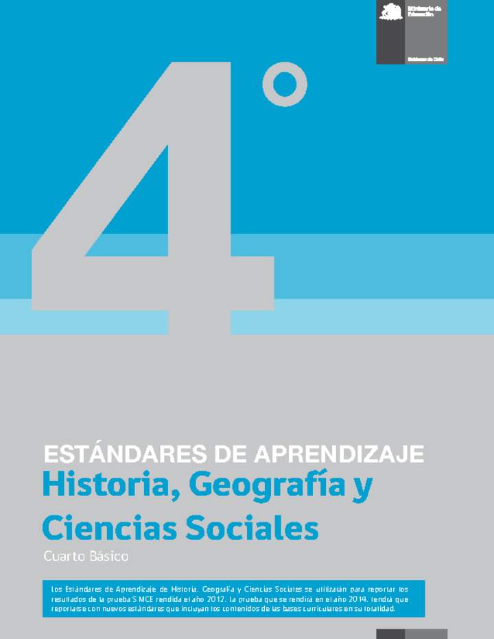 Estándares de Aprendizaje Historia, Geografía y Ciencias Sociales 4° básico