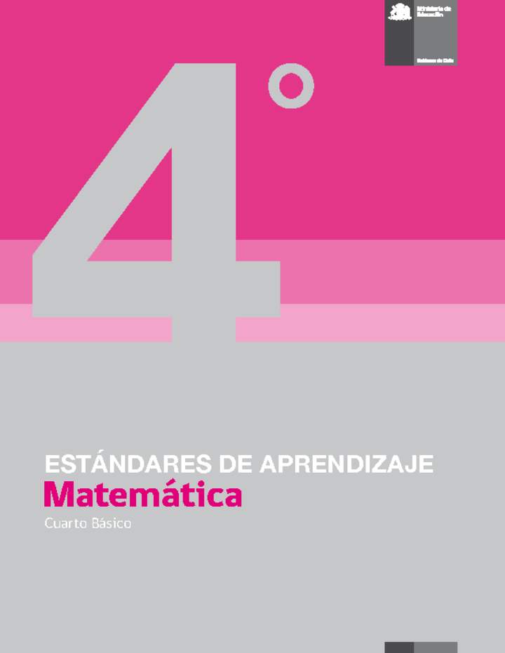 Estándares de Aprendizaje Matemática 4° básico