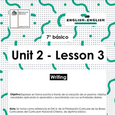 Actividades: 7° Básico Unidad 2 - Lesson 3