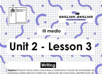 Actividades: 3° Medio Unidad 2 - Lesson 3