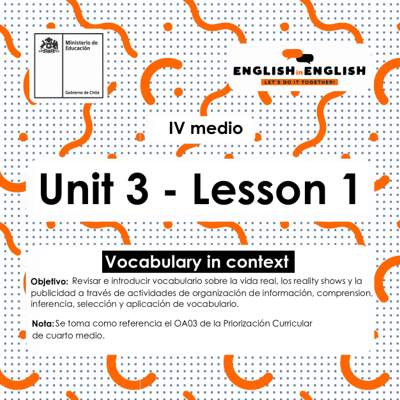 Actividades: 4° medio Unidad 3 - Lesson 1