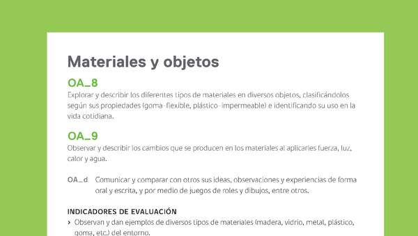 Ejemplo Evaluación Programas - OA08 - OA09 - Materiales y objetos